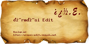 Ürmösi Edit névjegykártya